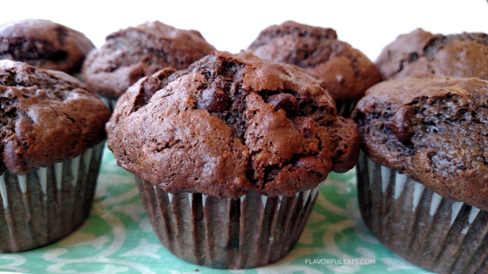 Chocolate muffins close up.
