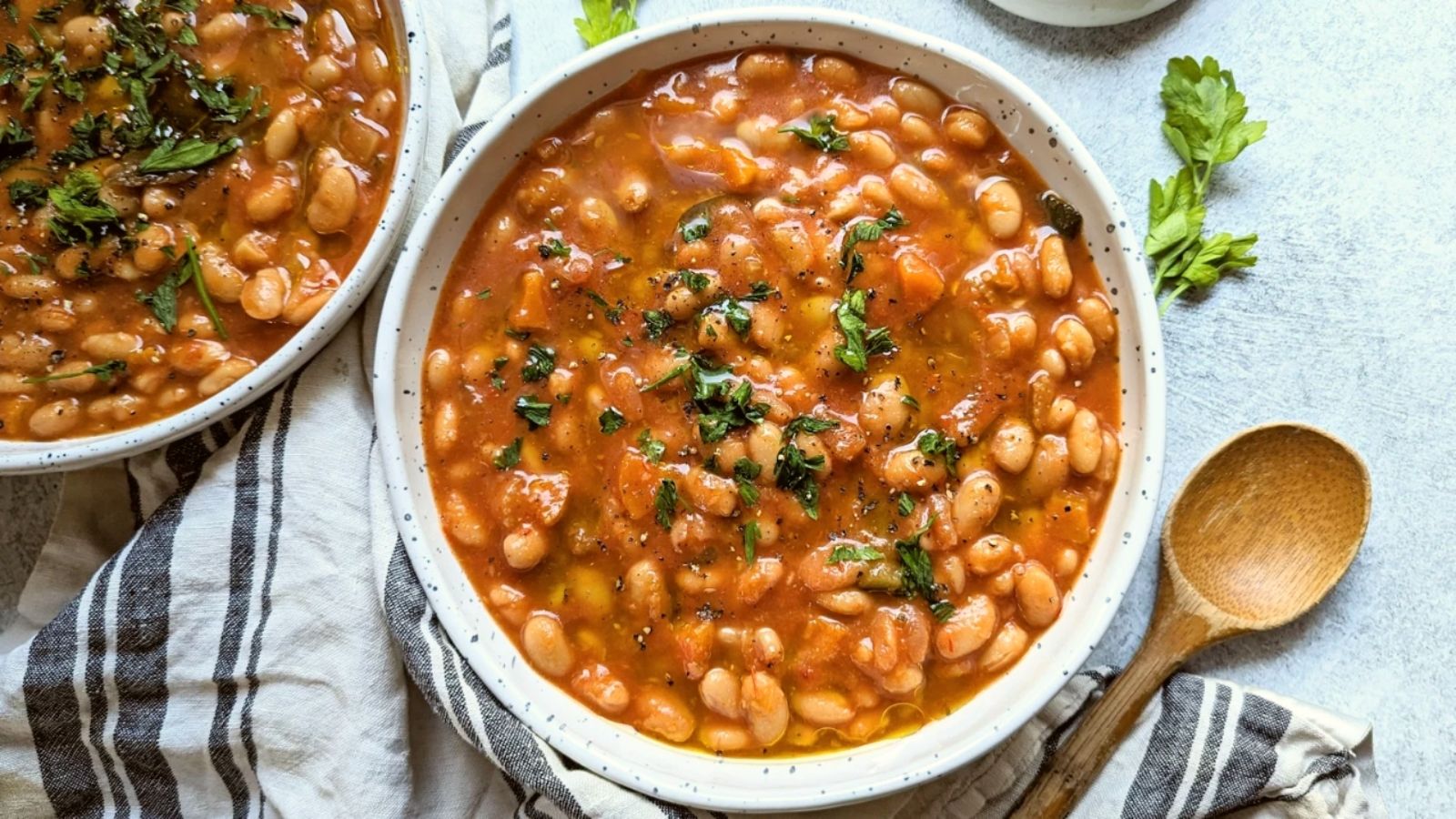 Two bowl of white bean soup.