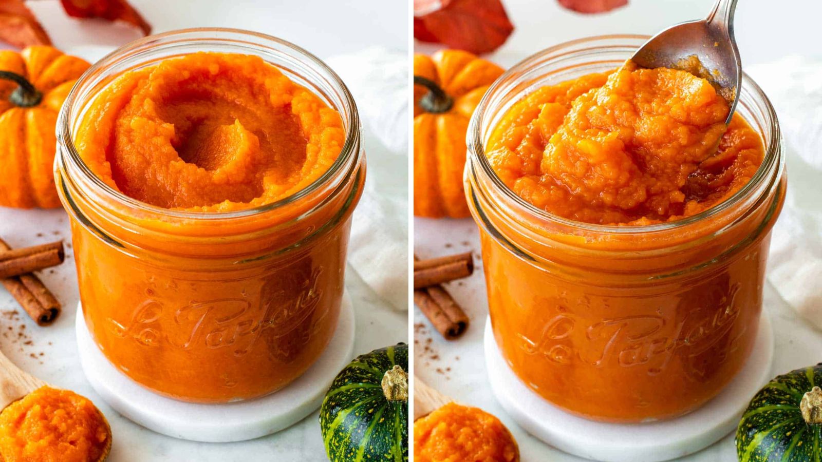 Pumpkin puree in a jar.