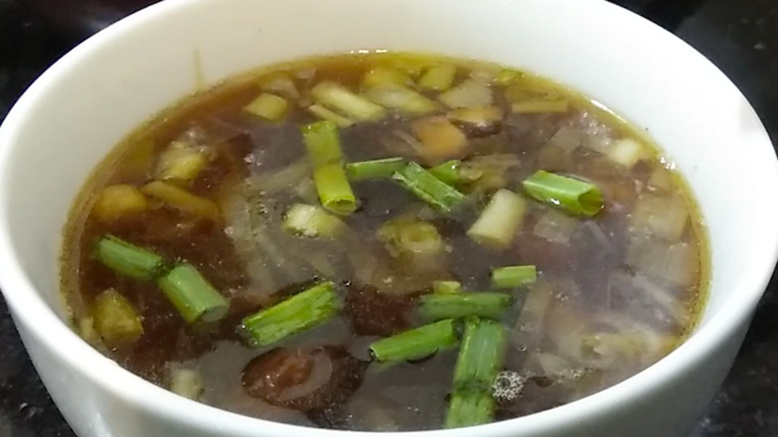 A bowl of onion soup.