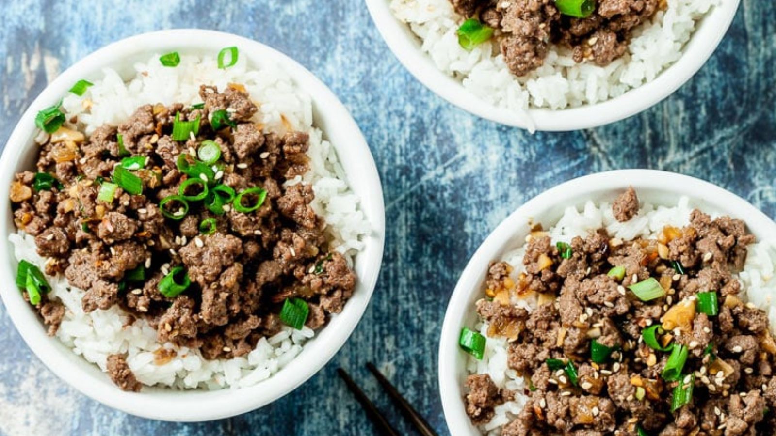 Three beef bowls.