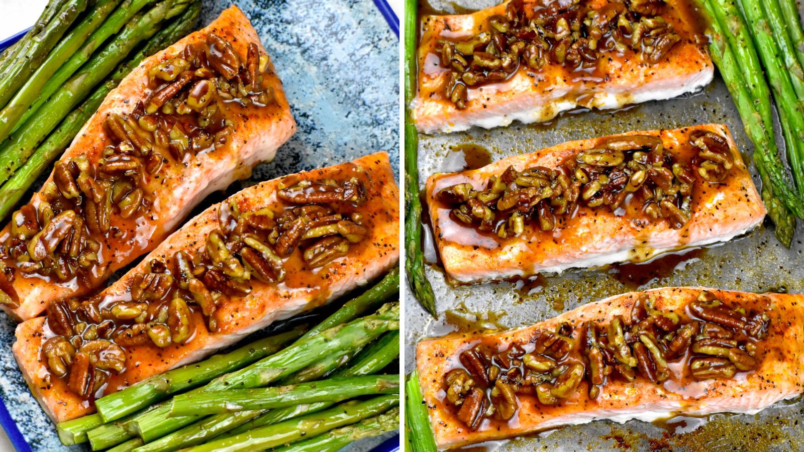 Maple pecan salmon with asparagus on the side.