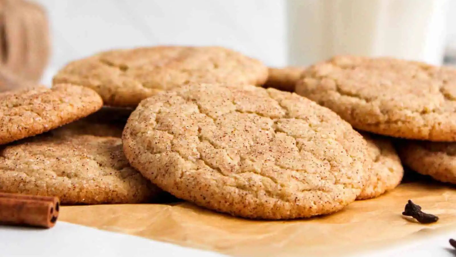 Snickerdoodles cookies on wooden baord.