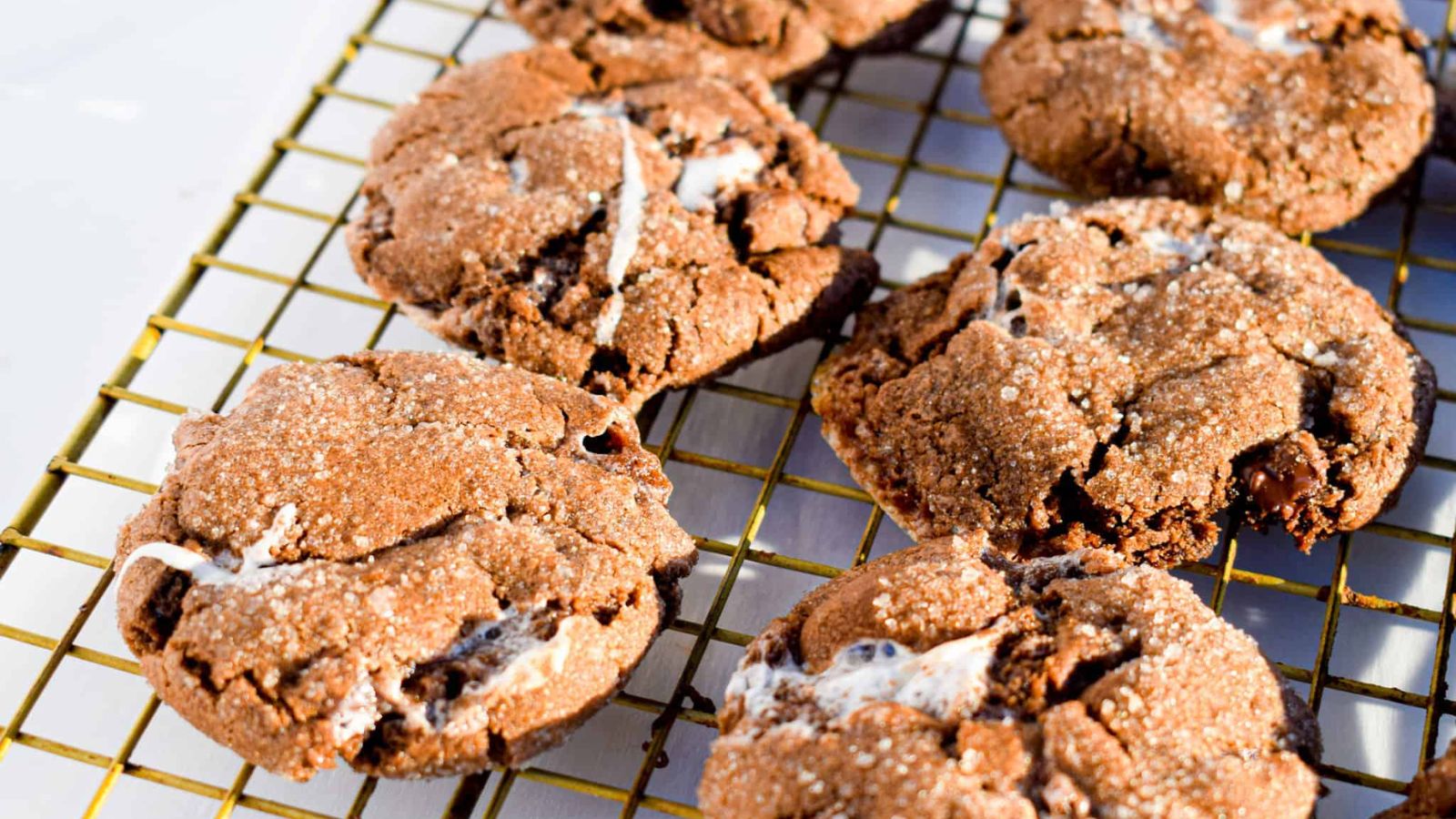 Hot chocolate cookies on a strainer.