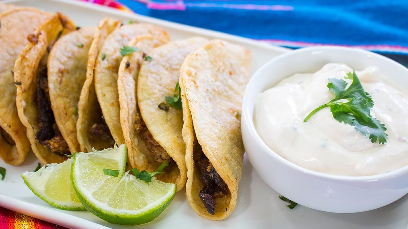 Carne asada taco with dip on the side.