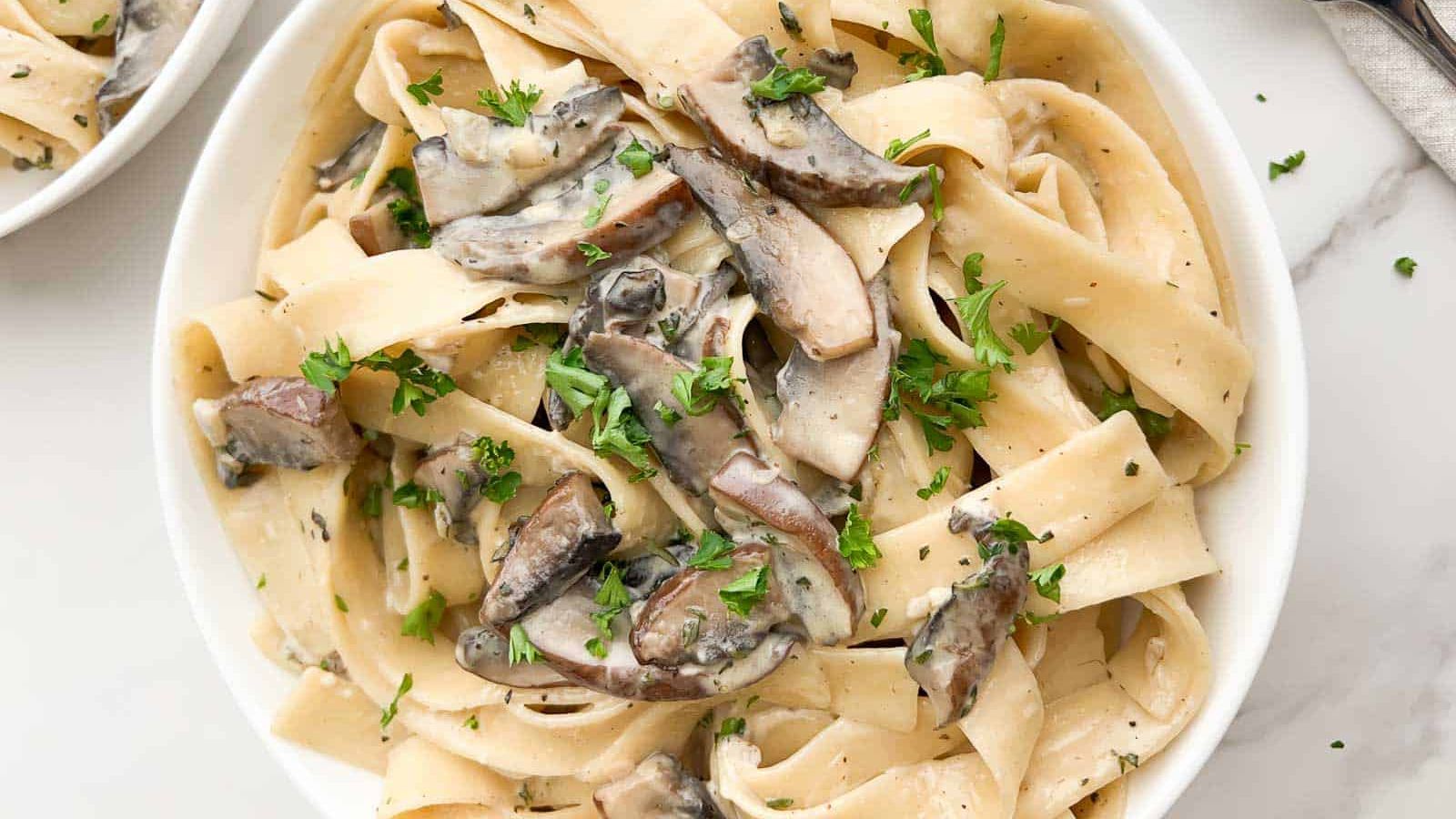 Pasta with mushrooms.