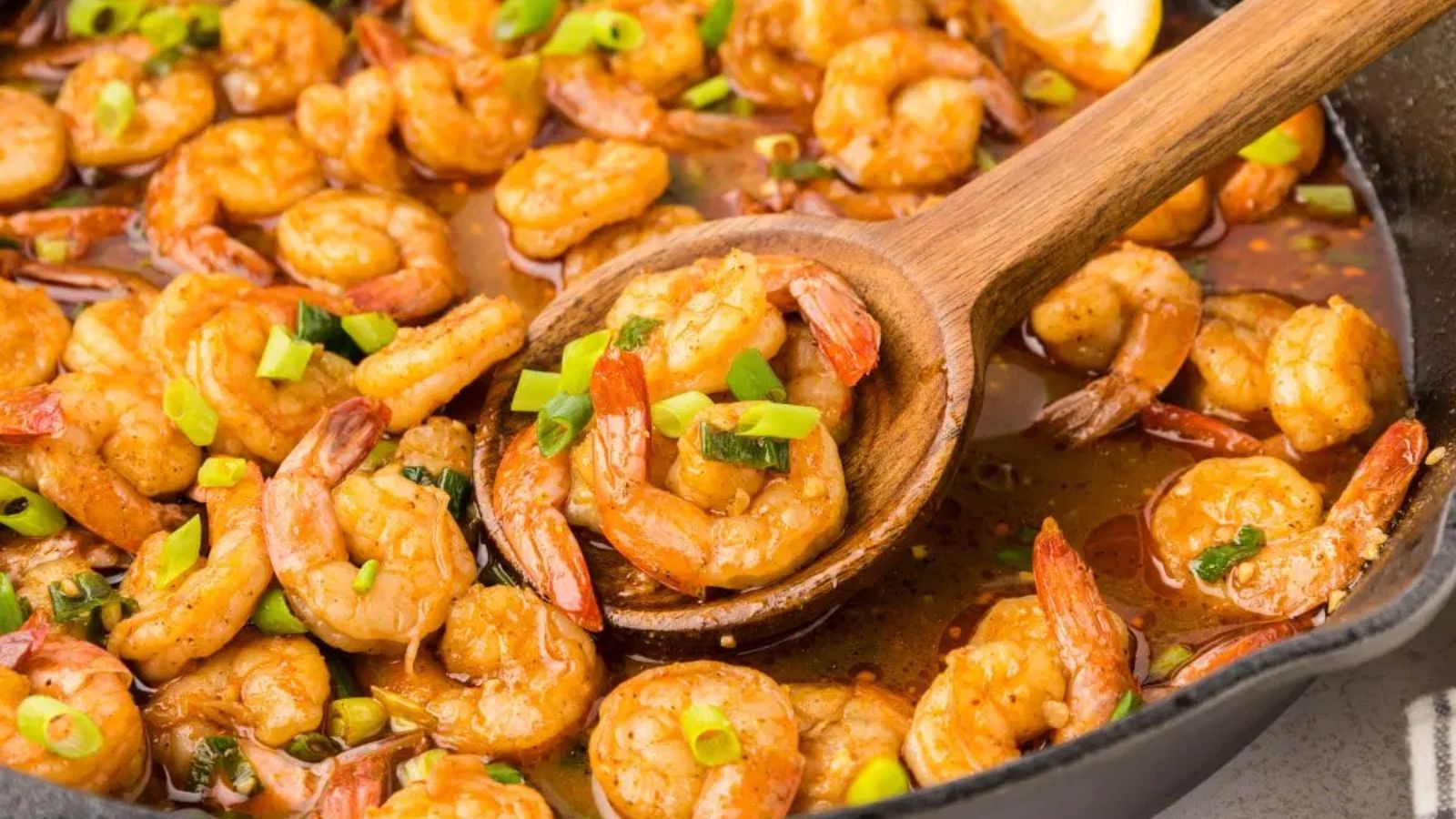 BBQ shrimp close up.