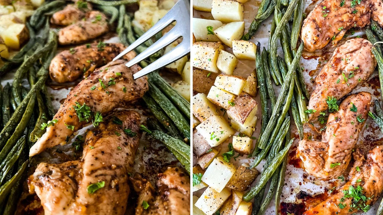 Marinated chicken tenders with veggies.