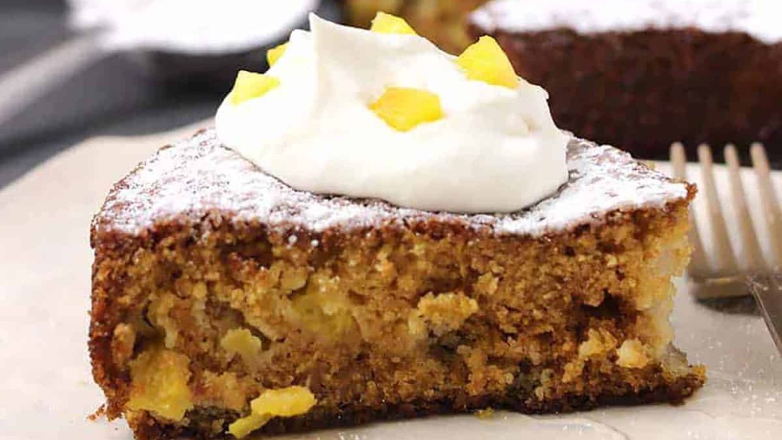 A slice of pineapple butter cake.