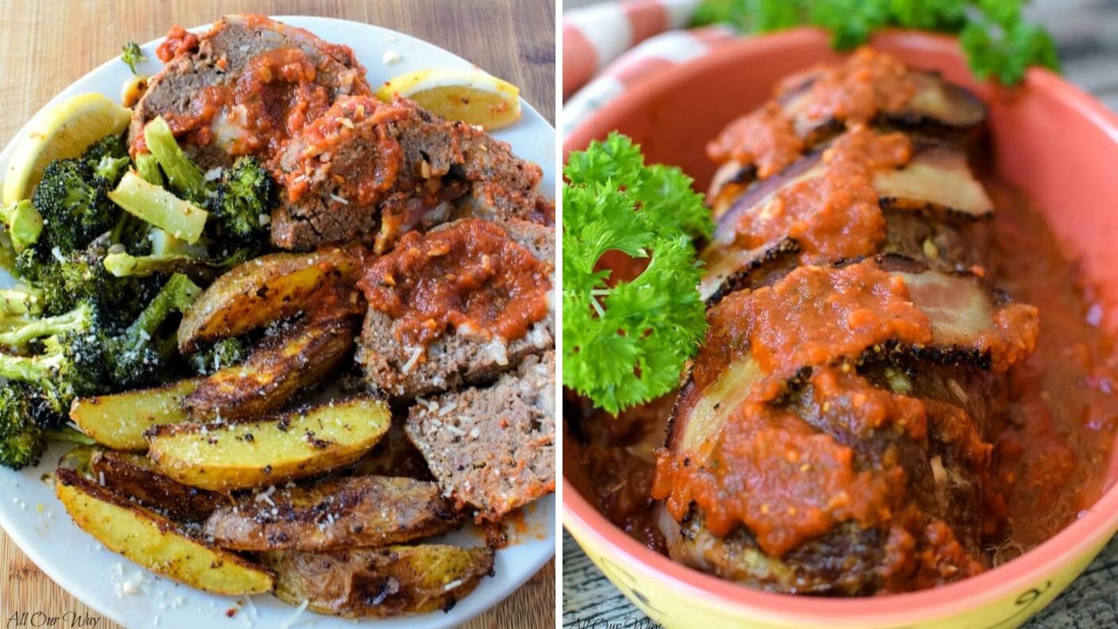 Italian meatloaf on a plate.