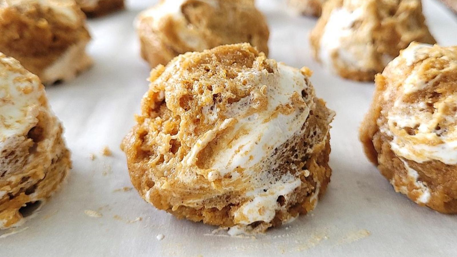 Pumpkin marshmallow close up shot.