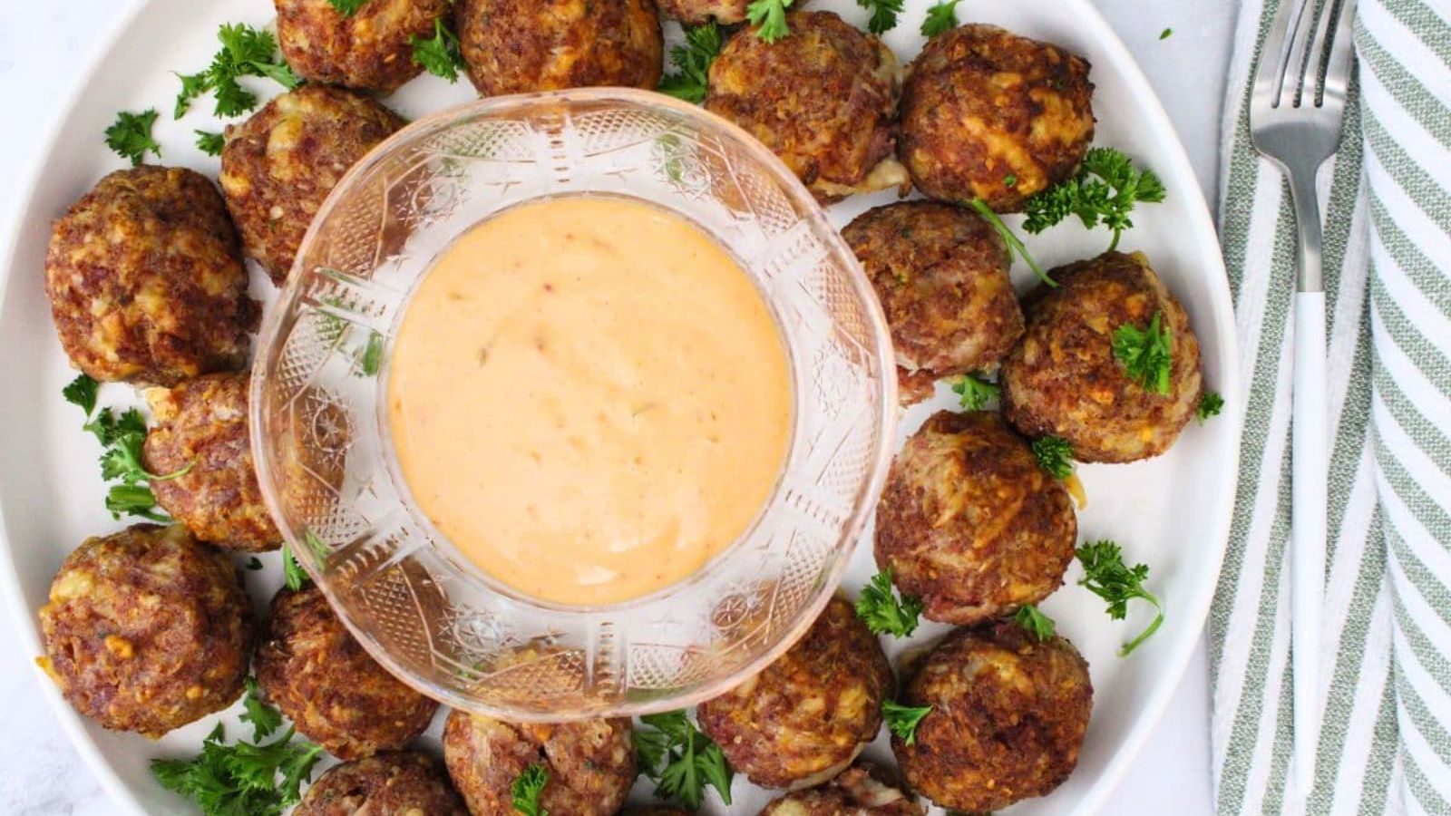 Reuben meatballs with dip.