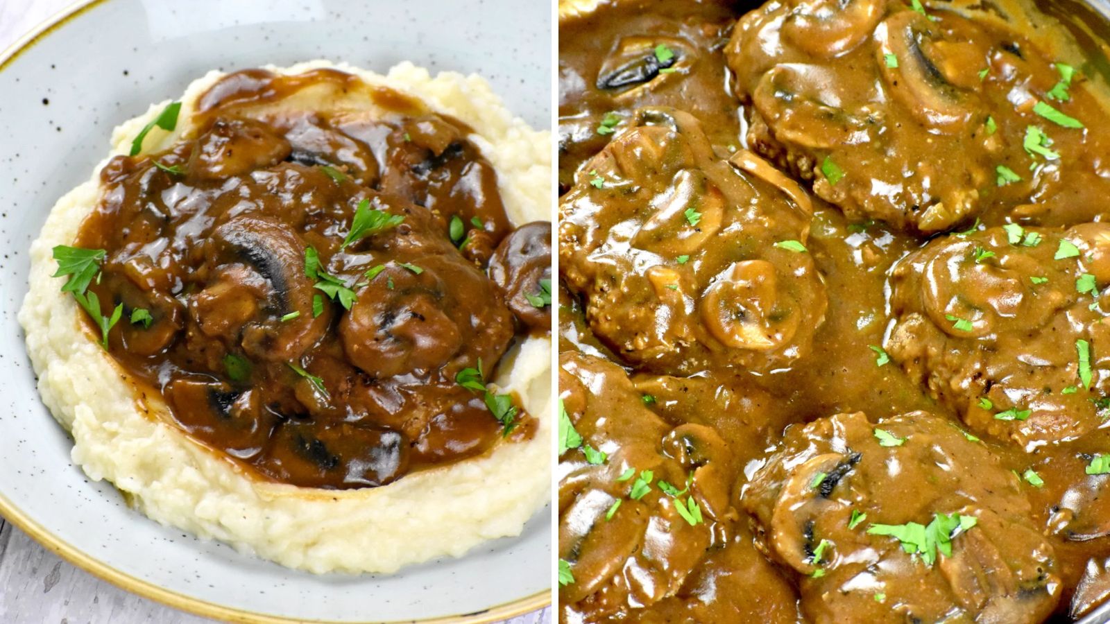 Salisbury steak with mashed potatoes.