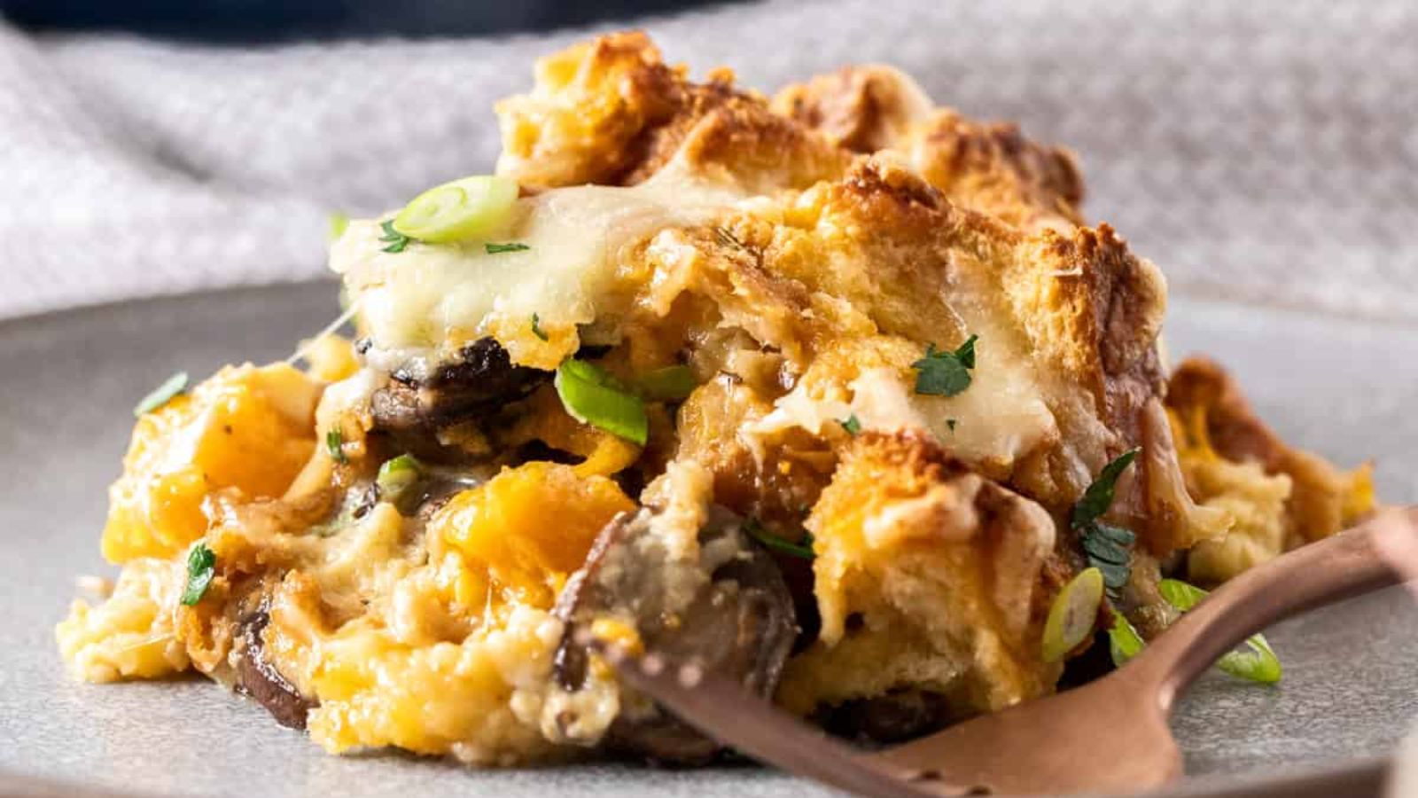 Pudding with mushrooms butternut squash.