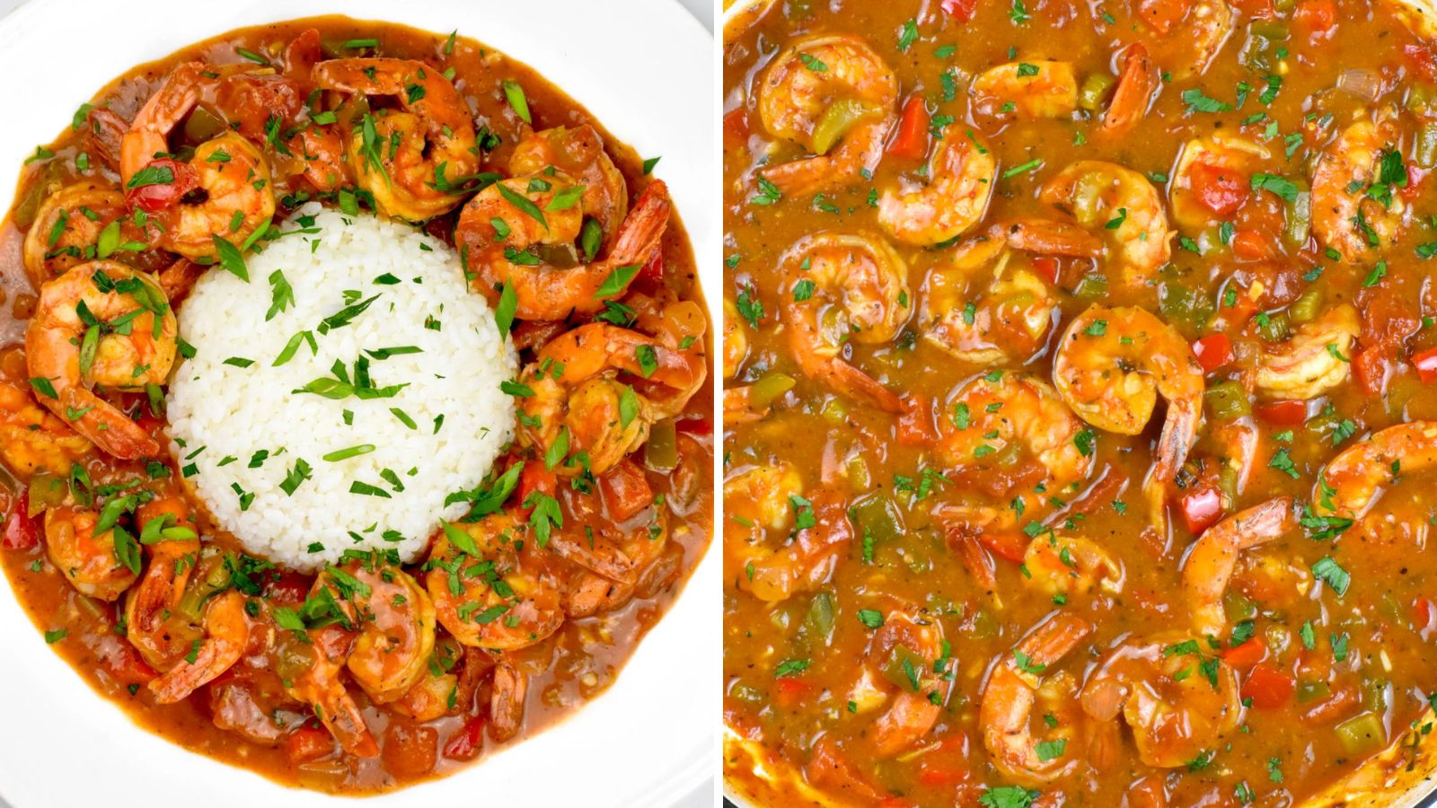 Shrimp with sauce on rice.