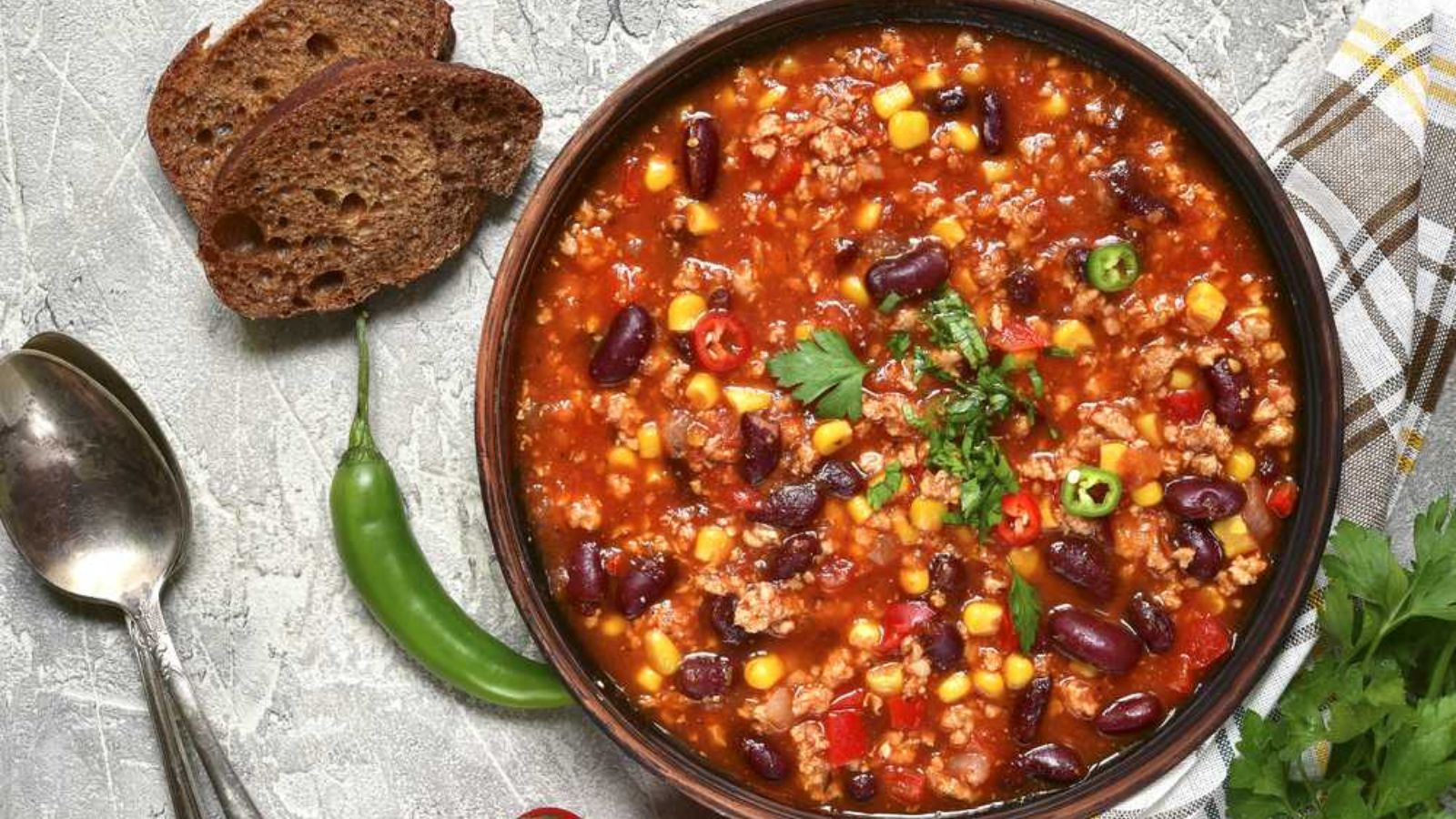 Smoked chili in a bowl.