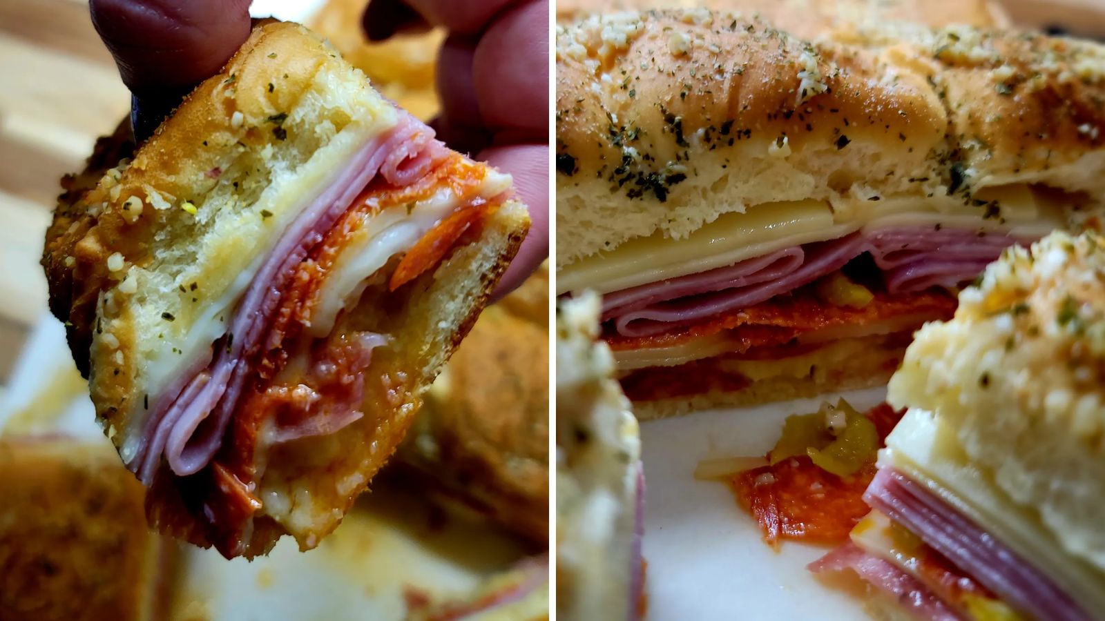 Italian sliders close up.