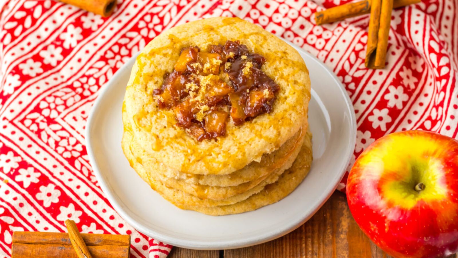 Stack of apple spice cookies.
