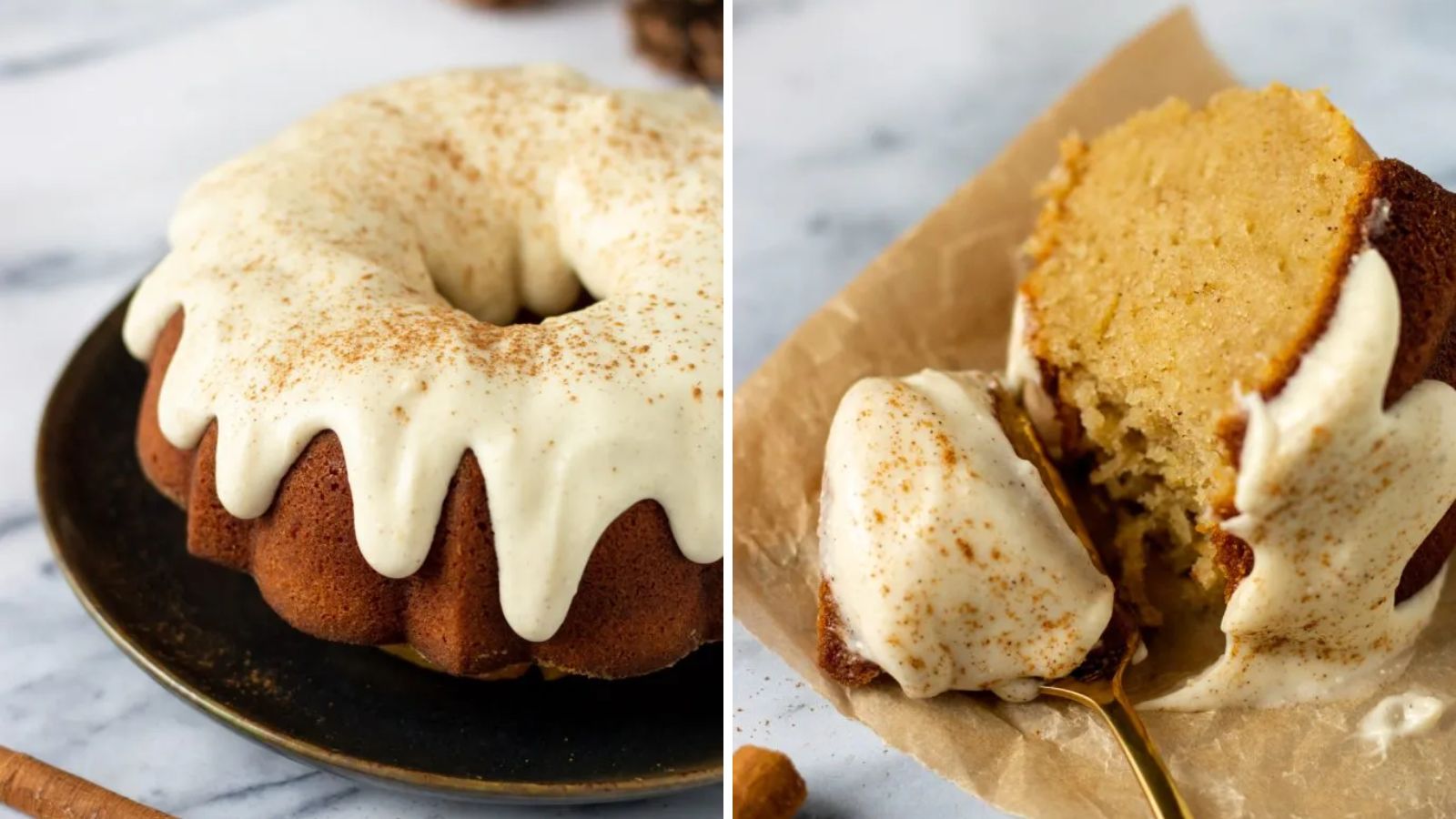 Bundt cake with cream.