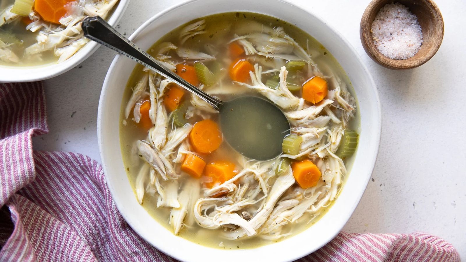 A bowl of chicken soup.