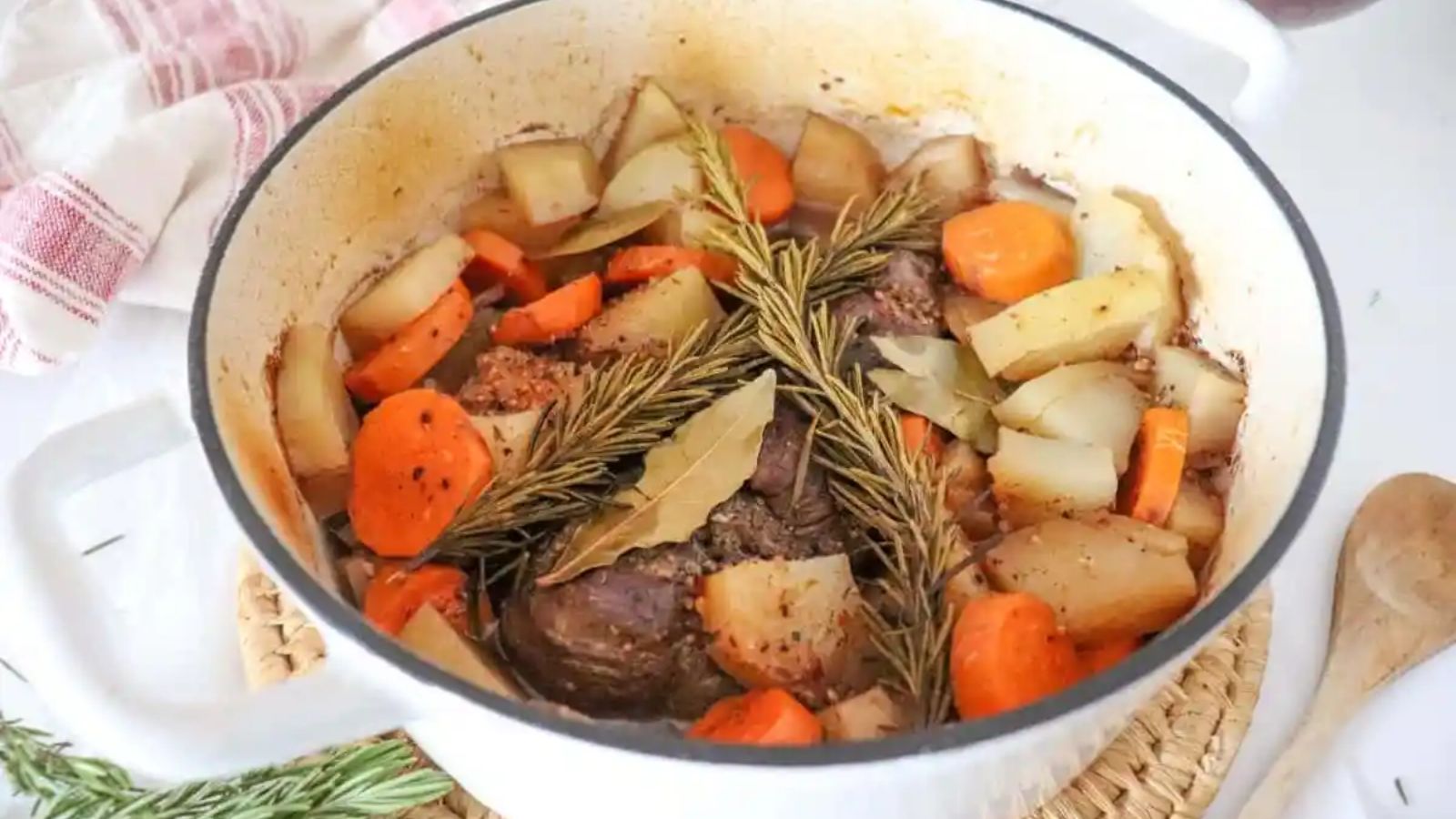 Venison roast with herbs.