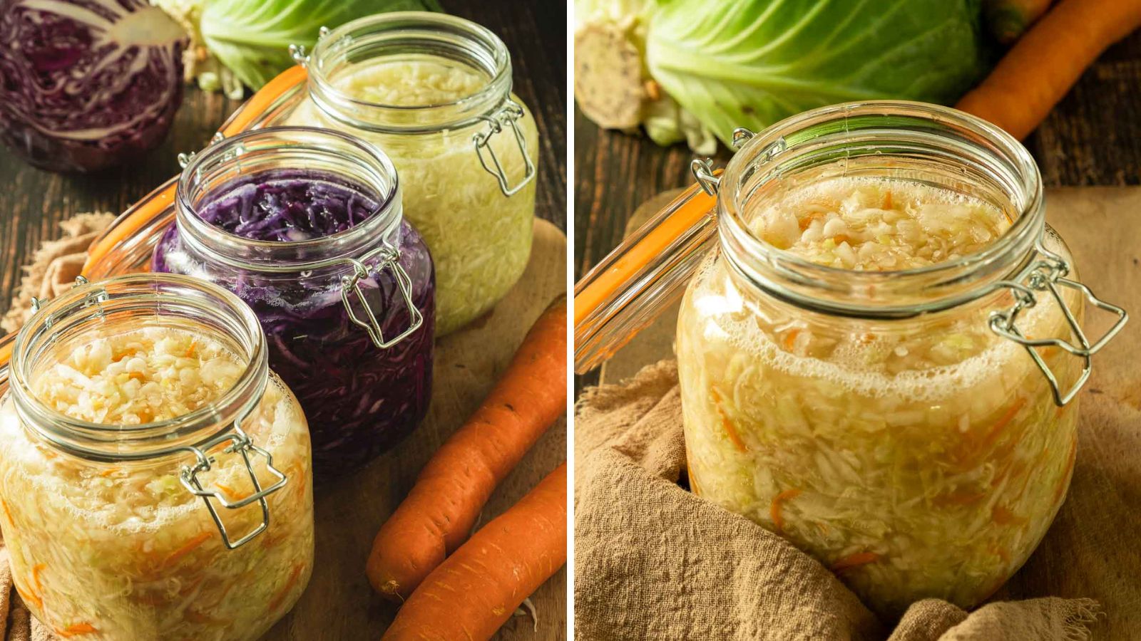 Sauerkraut in jars.