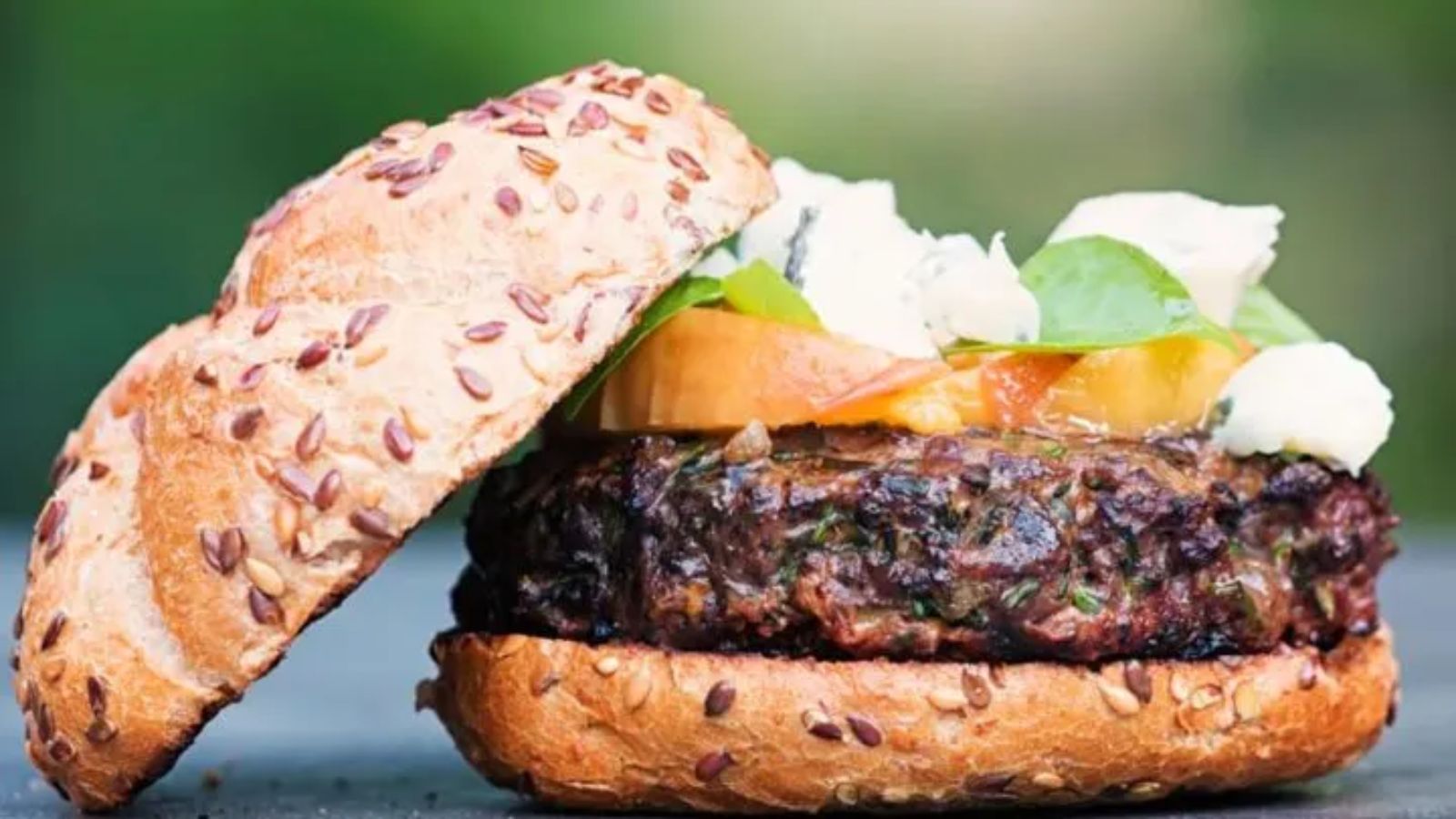 Burger with blue cheese.