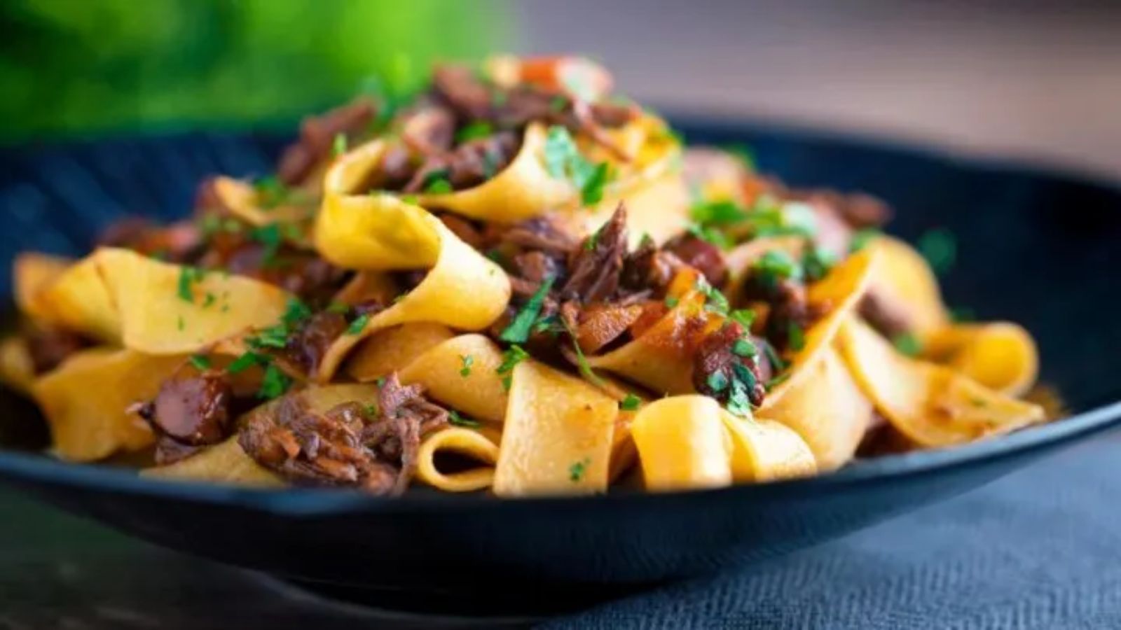 Pasta with venison.
