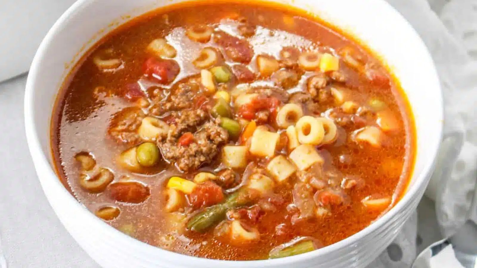 Soup in a bowl.