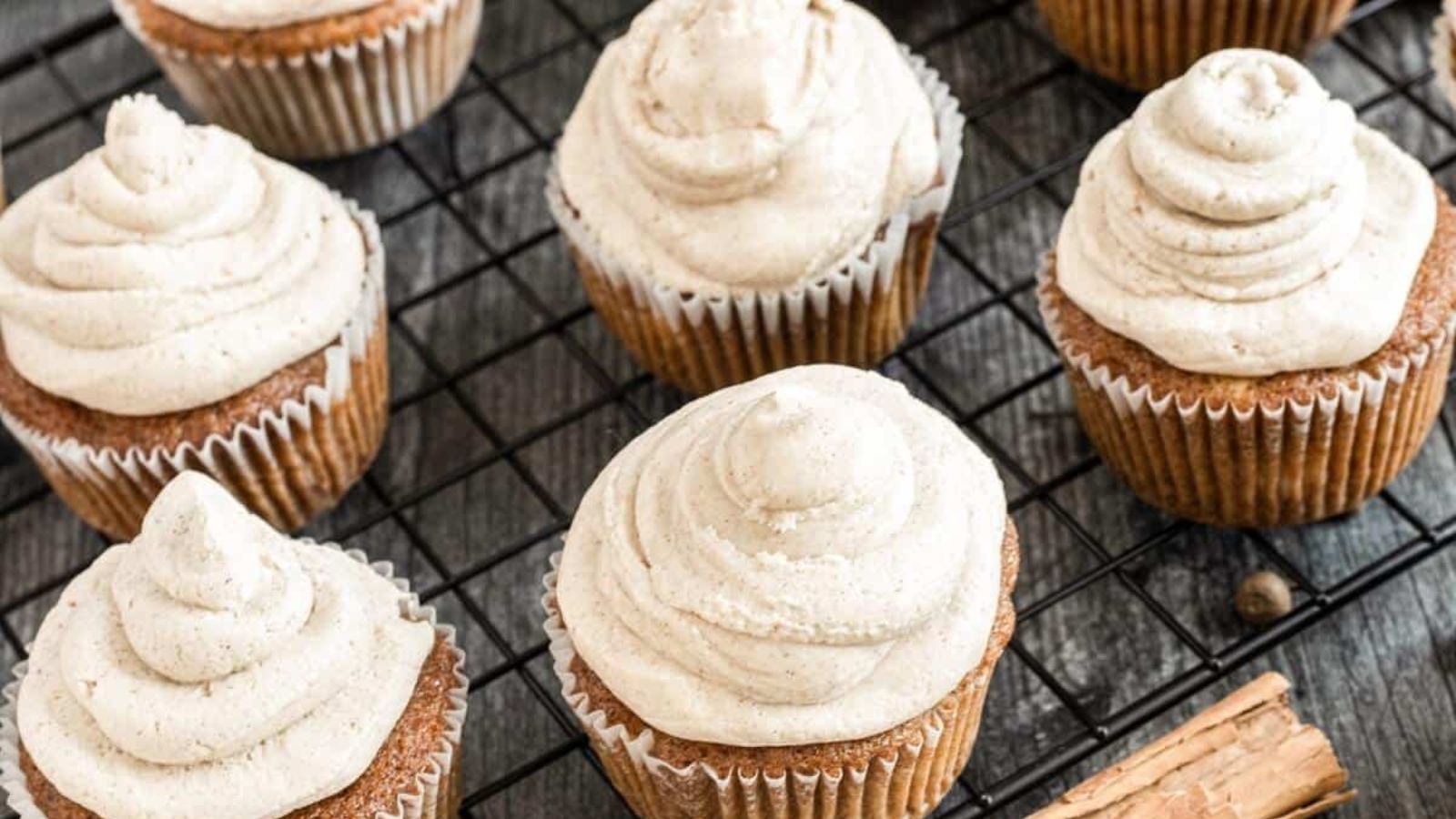 Apple cinnamon cupcake close up.