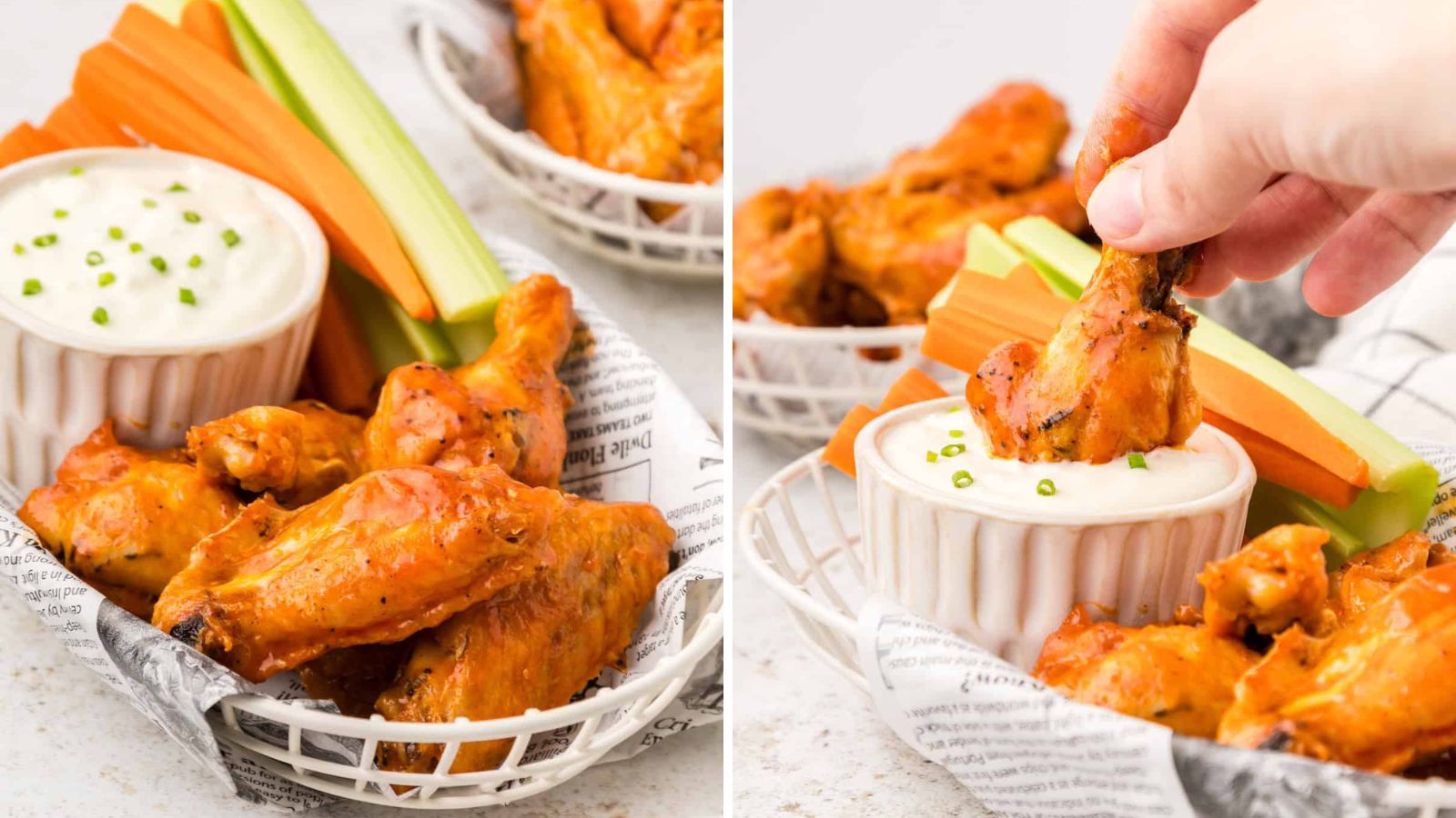 Buffalo wings with dip.