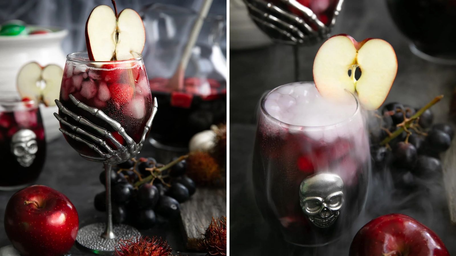 Halloween sangria in two glasses.
