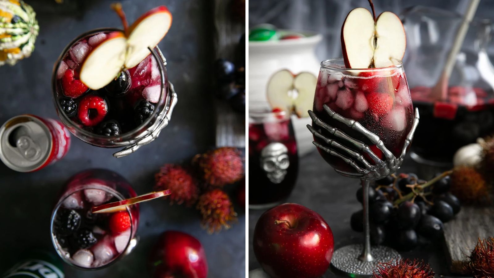 Halloween sangria in a glass.