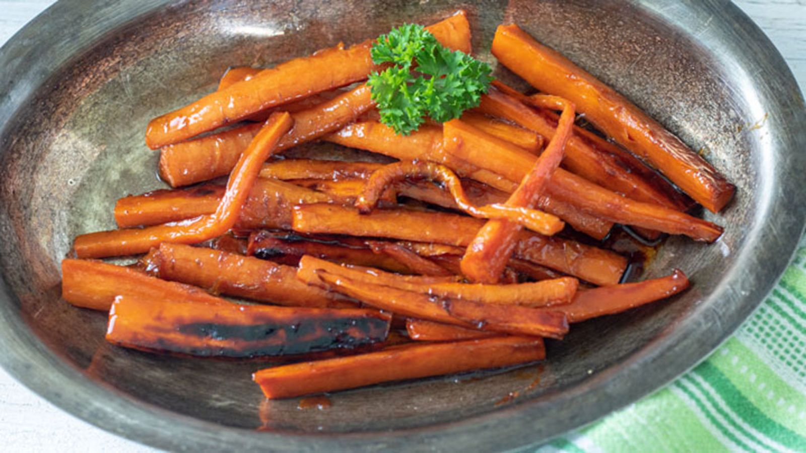 Brown Sugar Glazed Carrots in serving dish.
