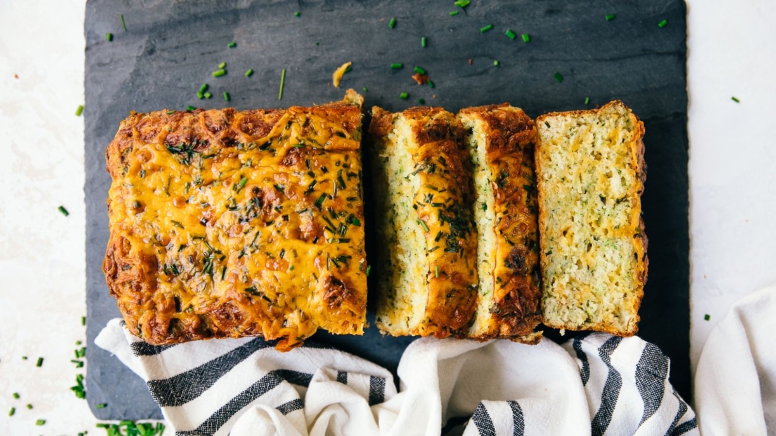 Zucchini bread with slices.