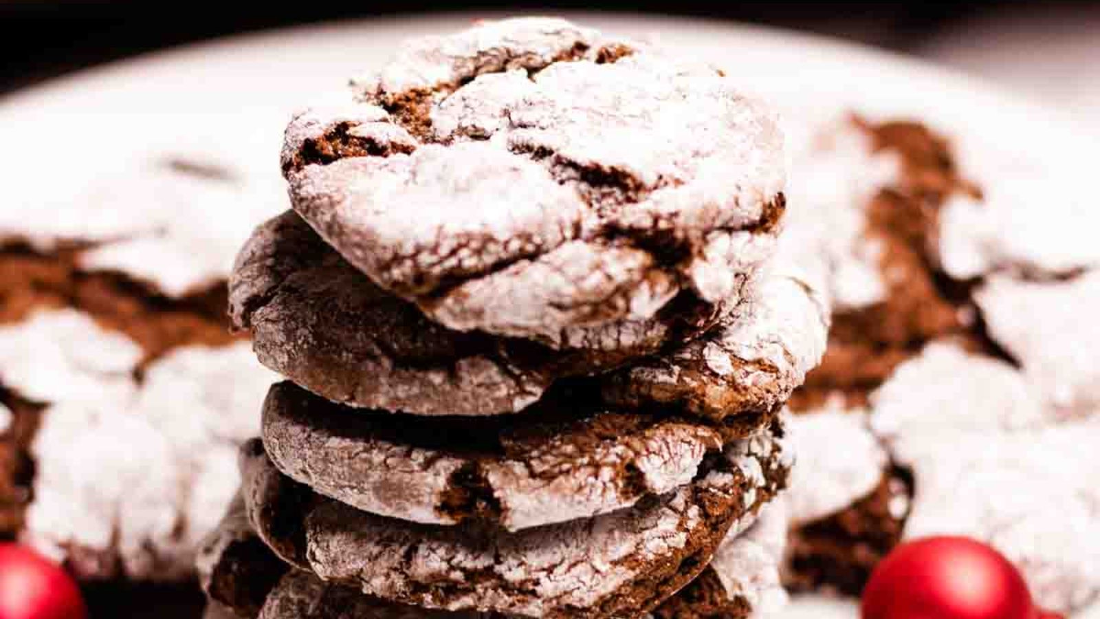 Stack of chocolate crinkles.