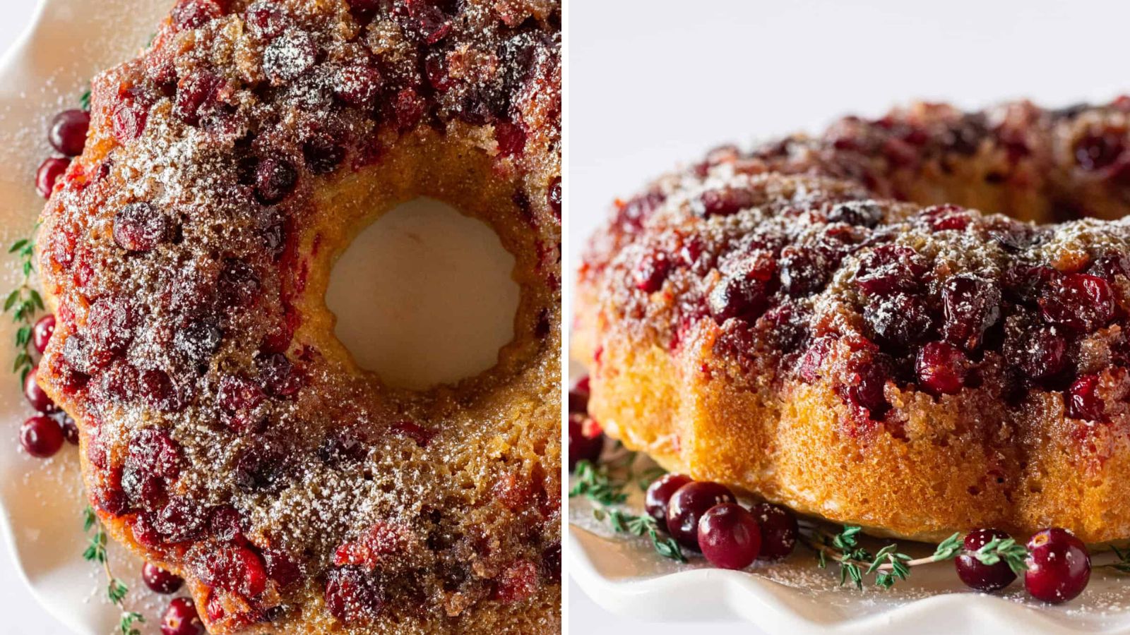Cranberry bundt cake close up.
