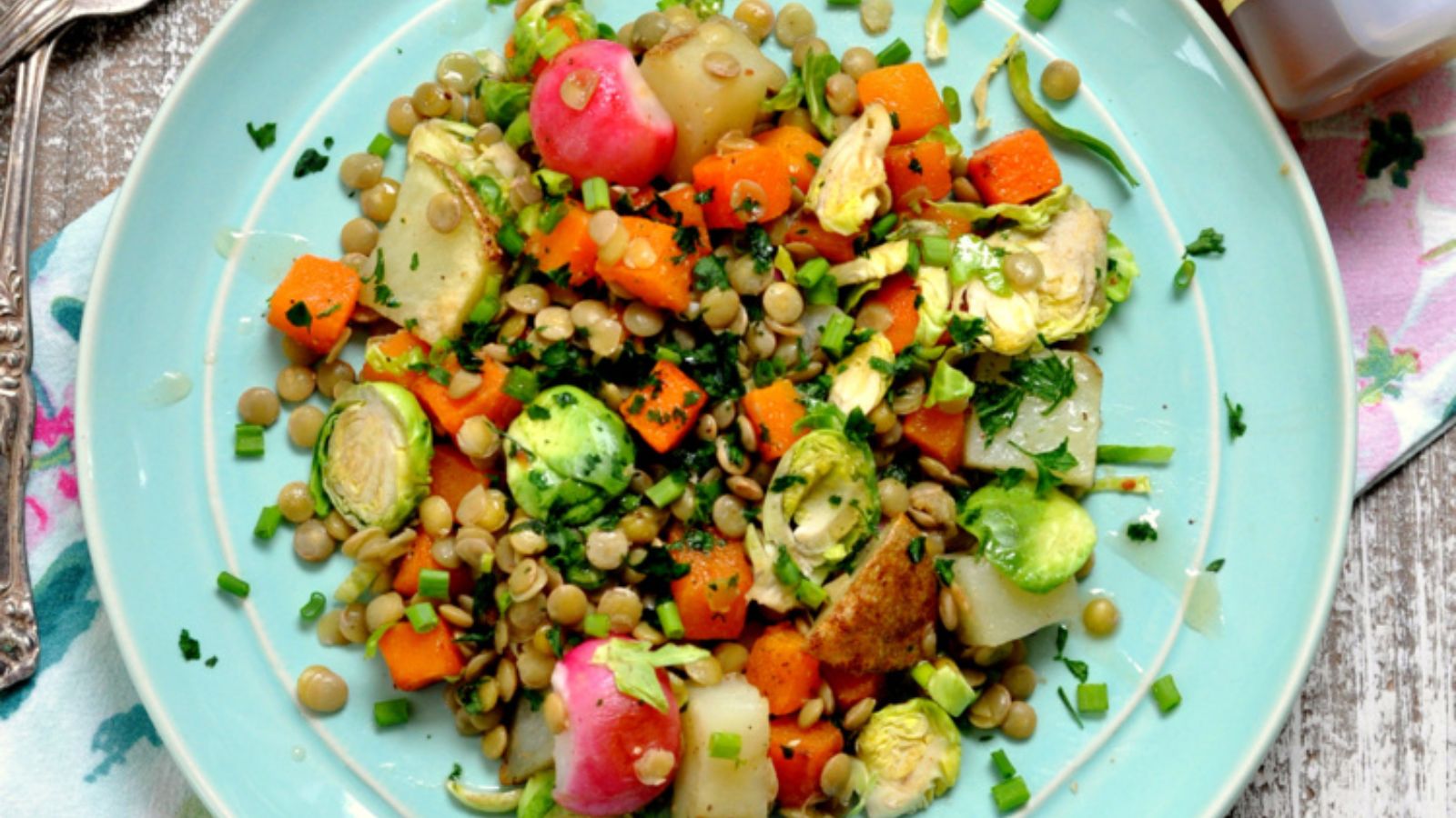 Lentil salad on a plate.