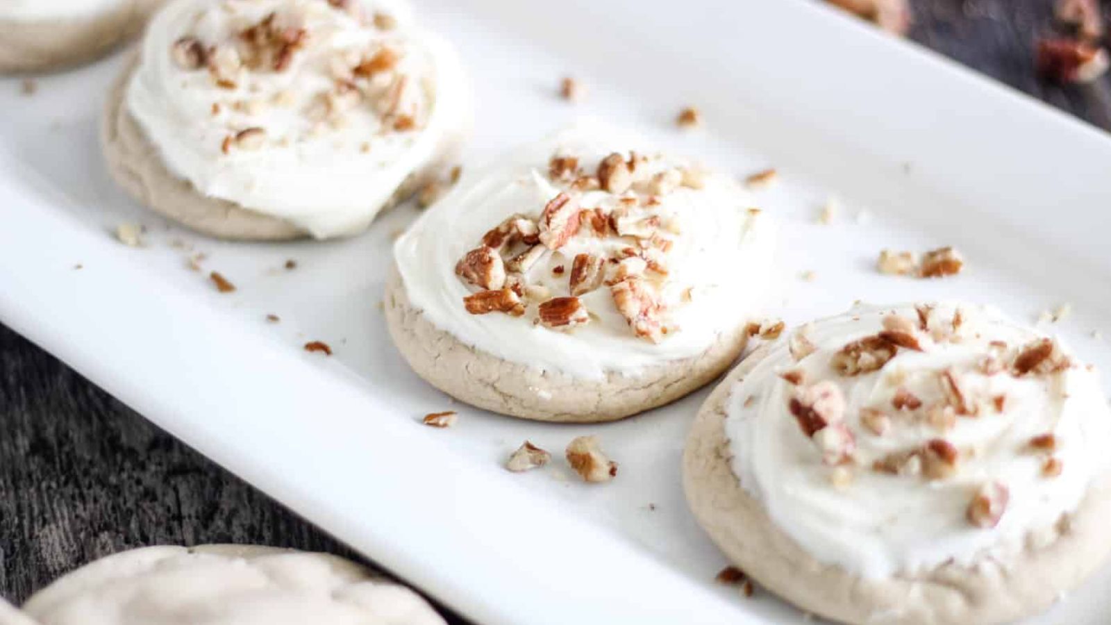 Pecan cookies with toppings.