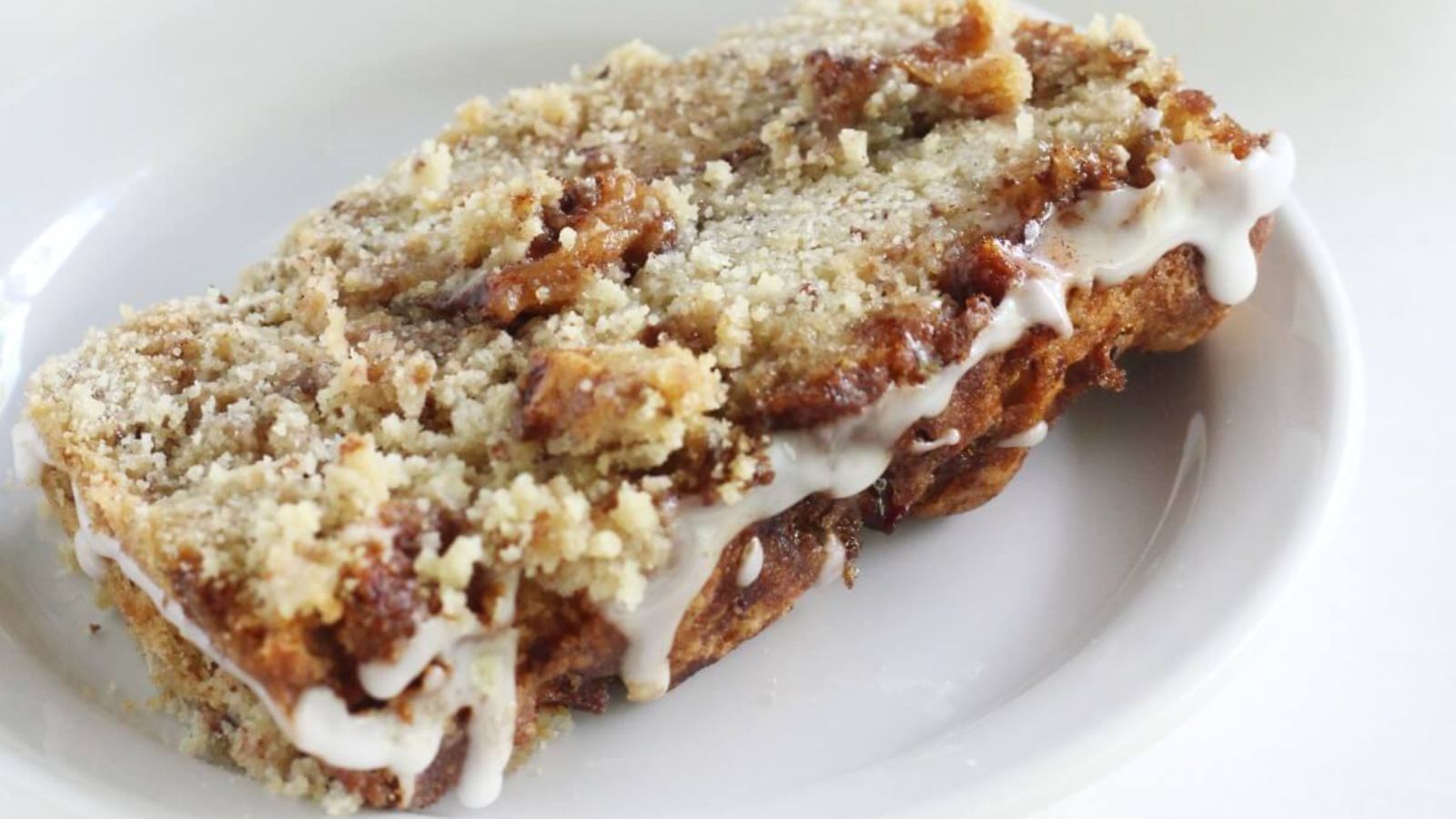 A slice of apple fritter bread.