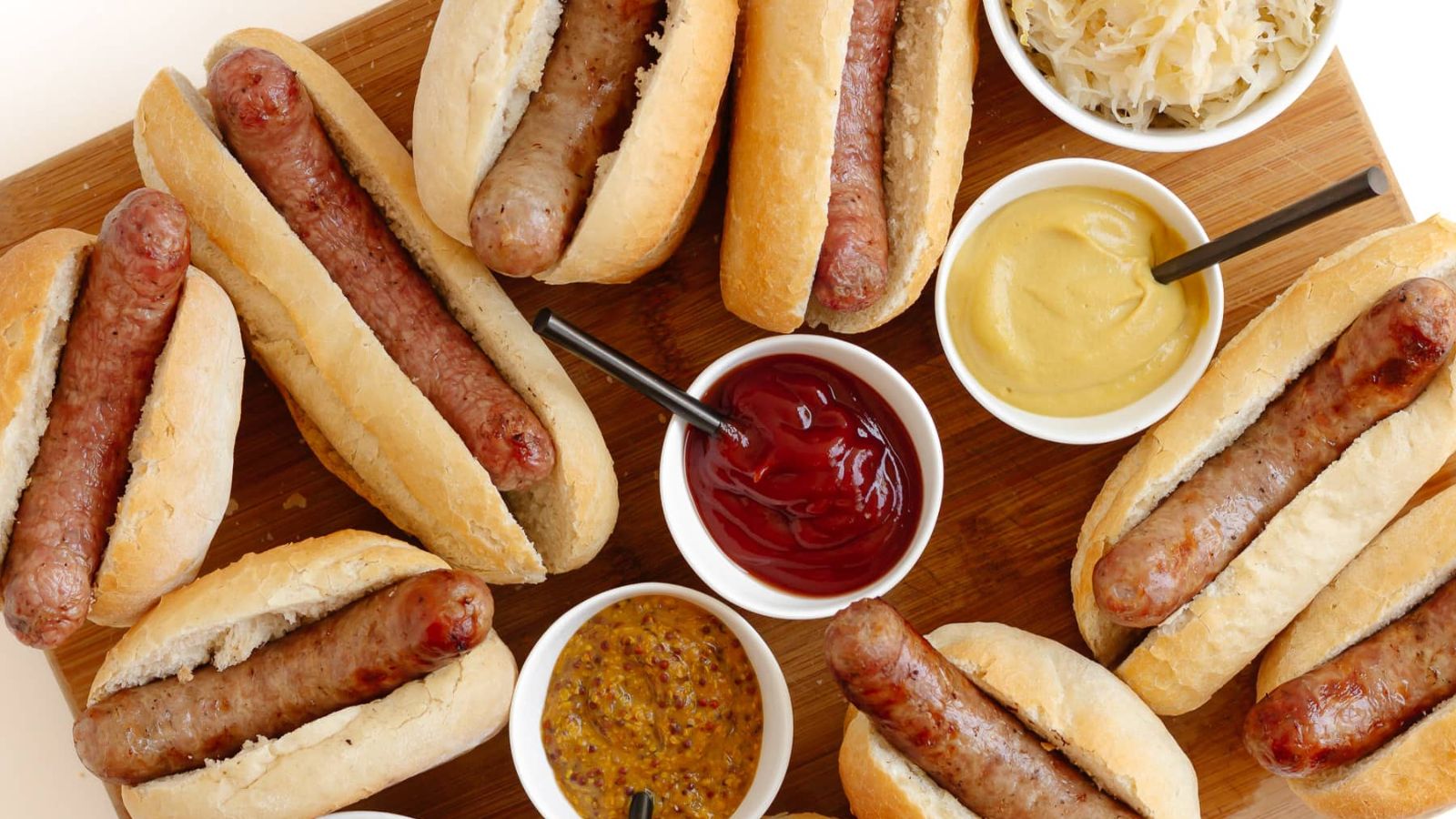 Hotdogs in buns. 