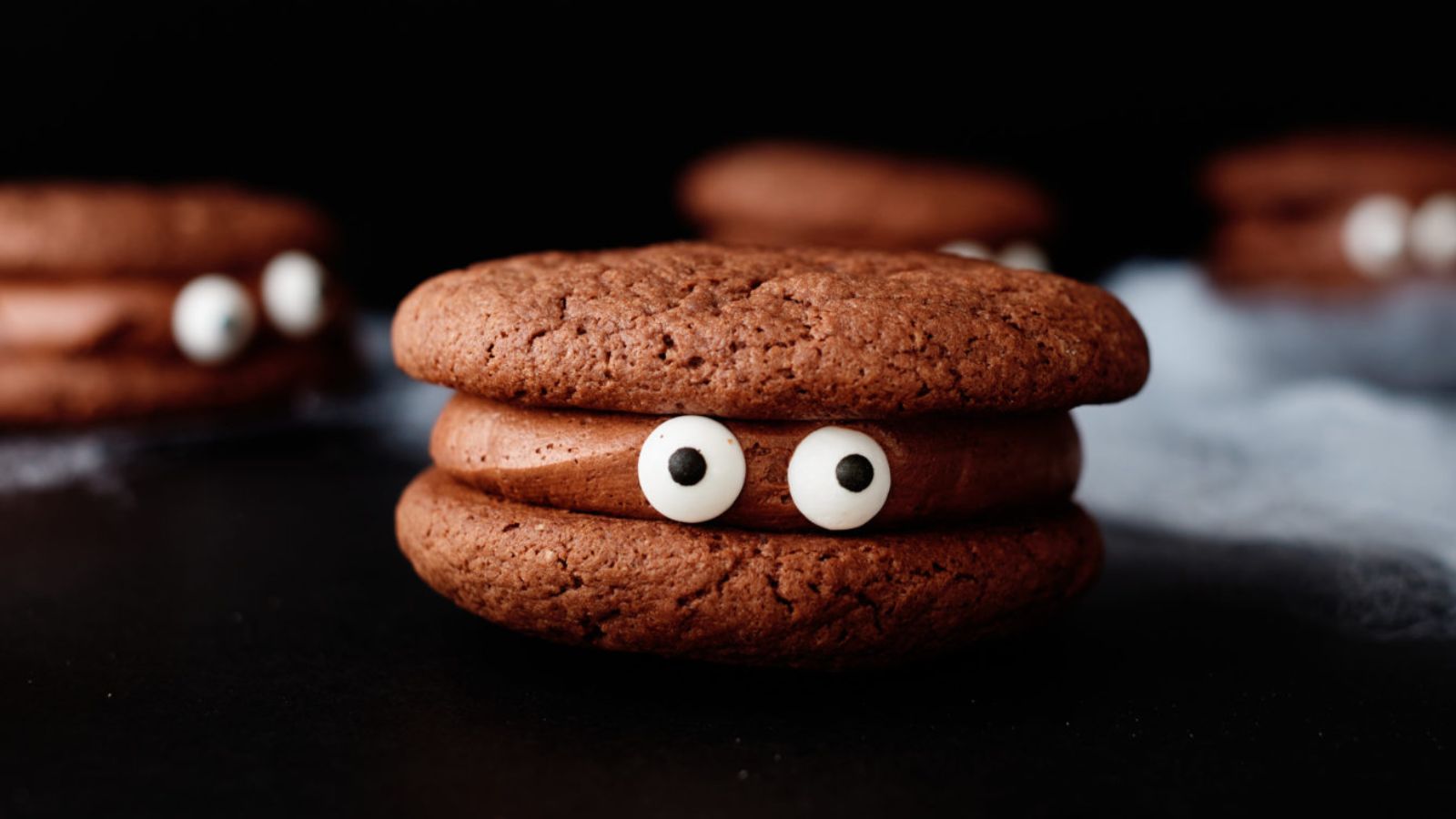 Eyeball cookies close up.