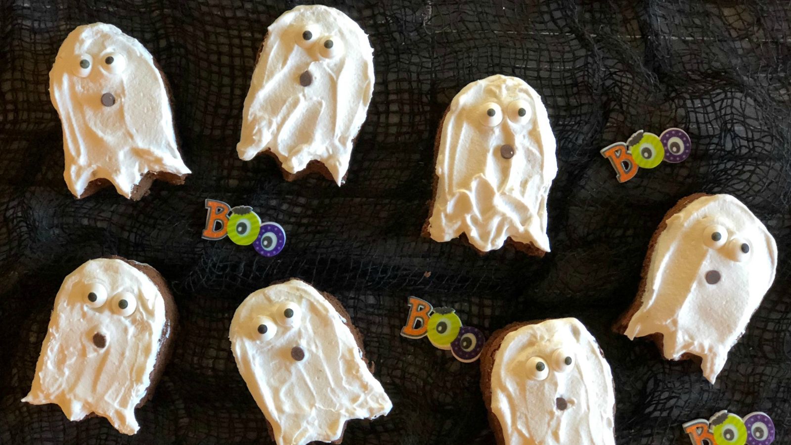 Ghost brownies close up.