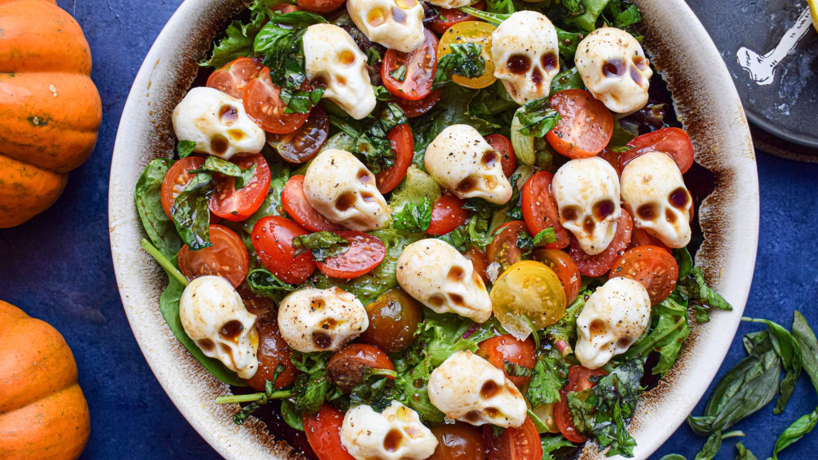 Halloween salad in a bowl.