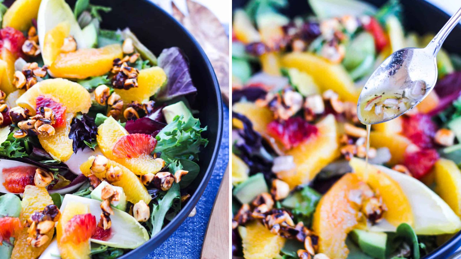Orange salad with hazelnuts.