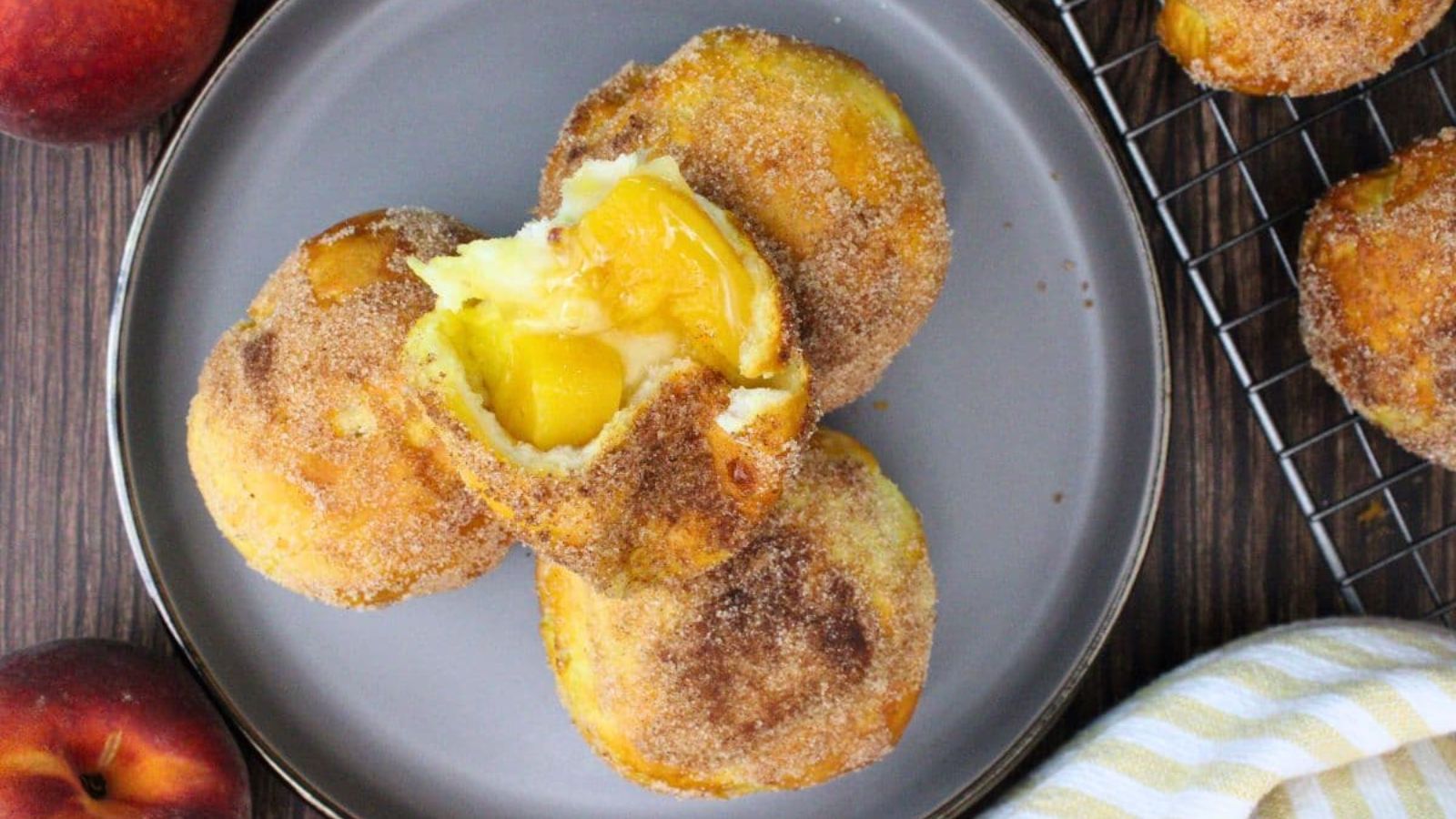 Biscuit bomb with peach filling.