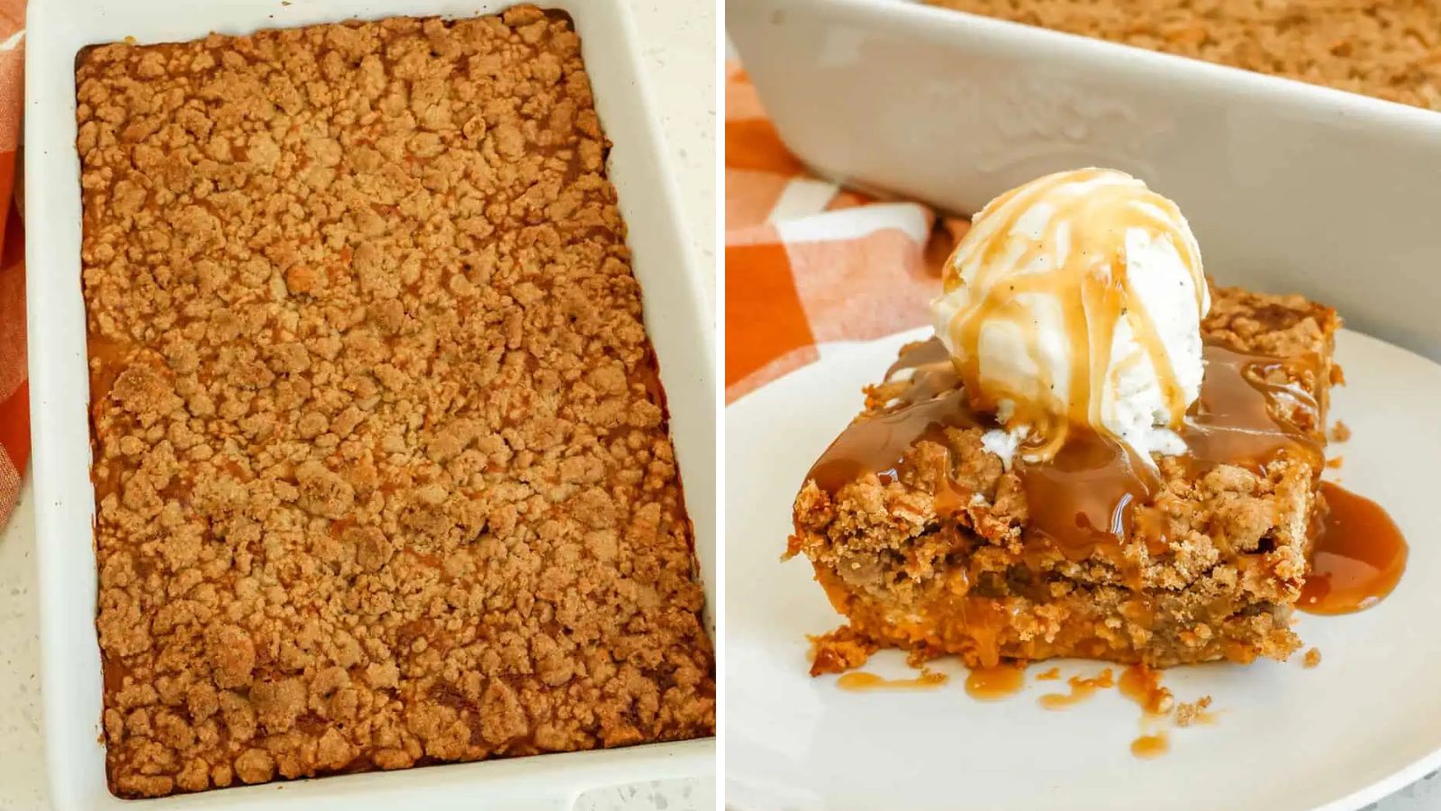 Pumpkin dump cake on a plate.