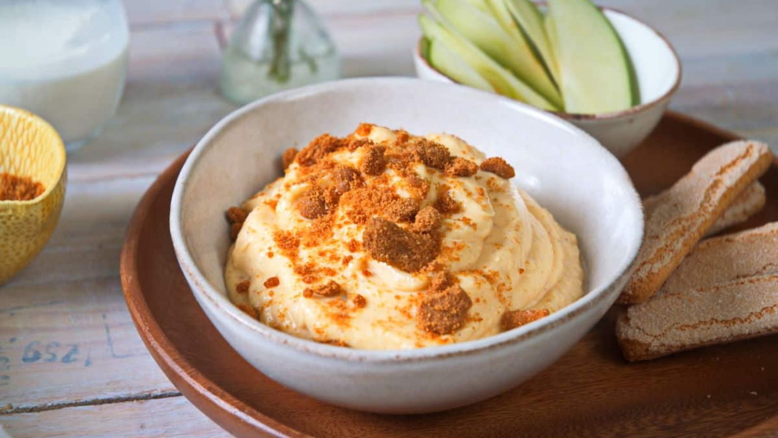 Pumpkin dip in a bowl.