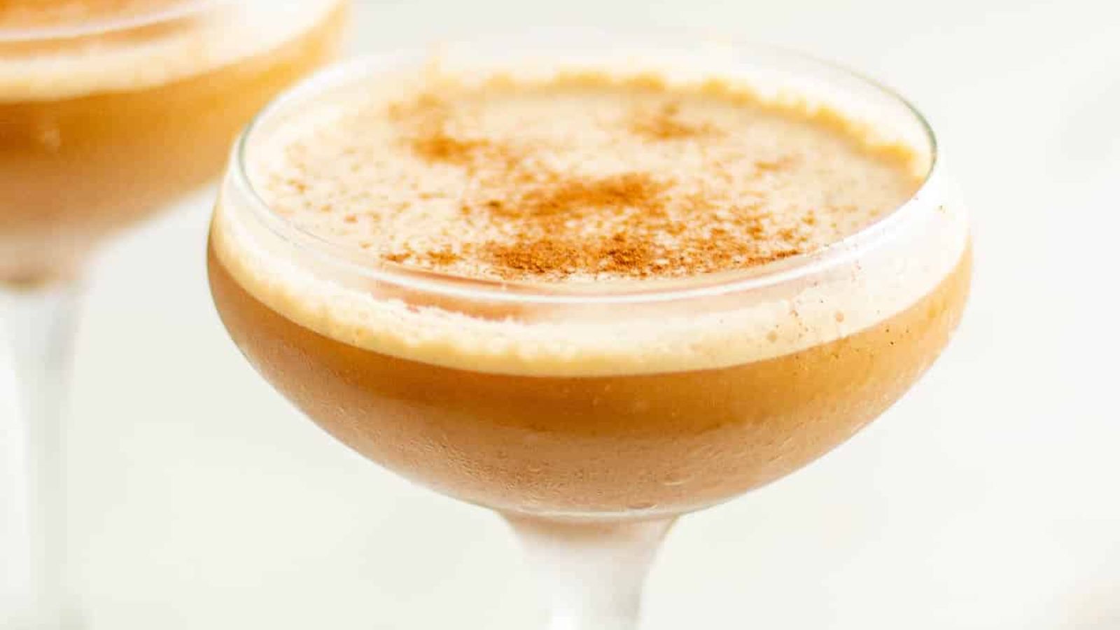 Pumpkin spice espresso in martini glass.
