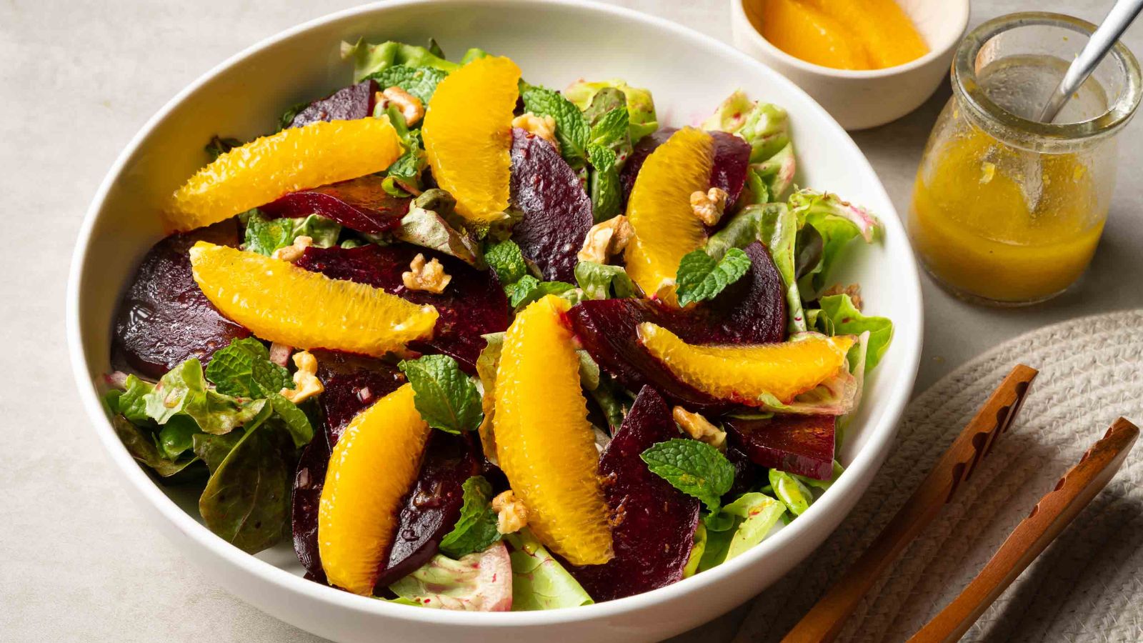 Beet and orange salad in a bowl.
